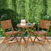 VASIP 3-Piece Acacia Wood Bistro Set, Folding Patio Furniture for Garden Backyard Balcony Porch w/ 1 Coffee Table and 2 Foldable Chairs - 2 of 4
