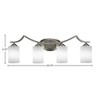 Toltec Lighting Zilo 4 - Light Vanity in  Graphite with 4" White Muslin Shade - 2 of 2