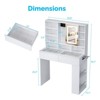 White 2-drawer 3-compartment Left-right 3-tier Shelf, Glass Tabletop, Side Panel Storage Style Dressing Table - 4 of 4