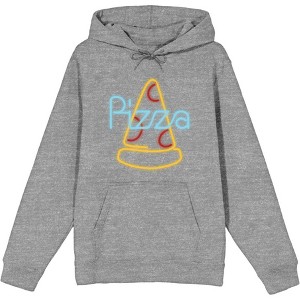 My Pizza Day Neon Pepperoni Pizza Slice Long Sleeve Adult Hooded Sweatshirt - 1 of 2