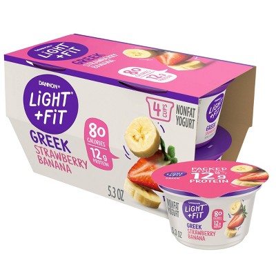 Light + Fit Nonfat Gluten-Free Strawberry Banana Greek Yogurt - 4ct/5.3oz Cups