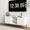 HDZNVF Modern TV Stand with Wave Design Doors, Open Shelf and Adjustable Shelf, Stylish and Functional, White and Gold - 2 of 4