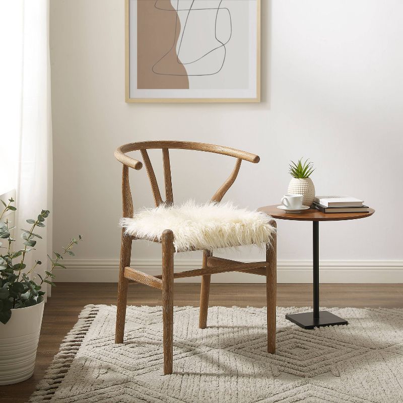 Ellis Mid-Century Wishbone Faux Fur Dining Chair White - Linon, 2 of 12