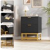 Nightstand, Modern 2 Drawer Dresser for Bedroom, Large End Side Table Bedside Table with 2 Drawers, Wooden Night Stand with Metal Legs for Bedroom - 2 of 4