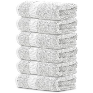 White Classic Luxury 100% Cotton Hand Towels Set of 6 - 16x30" - 1 of 4