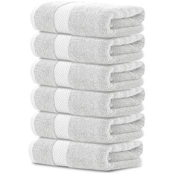White Classic Luxury 100% Cotton Hand Towels Set of 6 - 16x30"