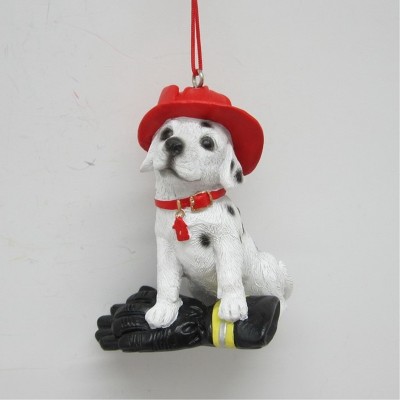Season's Designs Christmas Tree Dalmation Firefighter Dog Hanging Ornament, Resin 2.25 X 1.88 X 2.88 inches