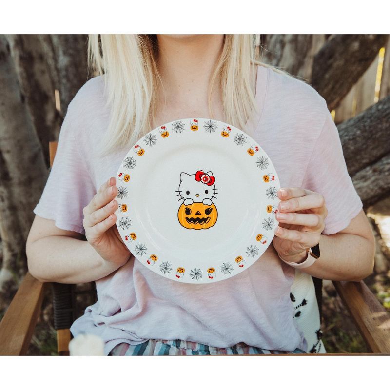 Silver Buffalo Sanrio Hello Kitty Pumpkin Boo 8-Inch Ceramic Dinner Plate, 5 of 7