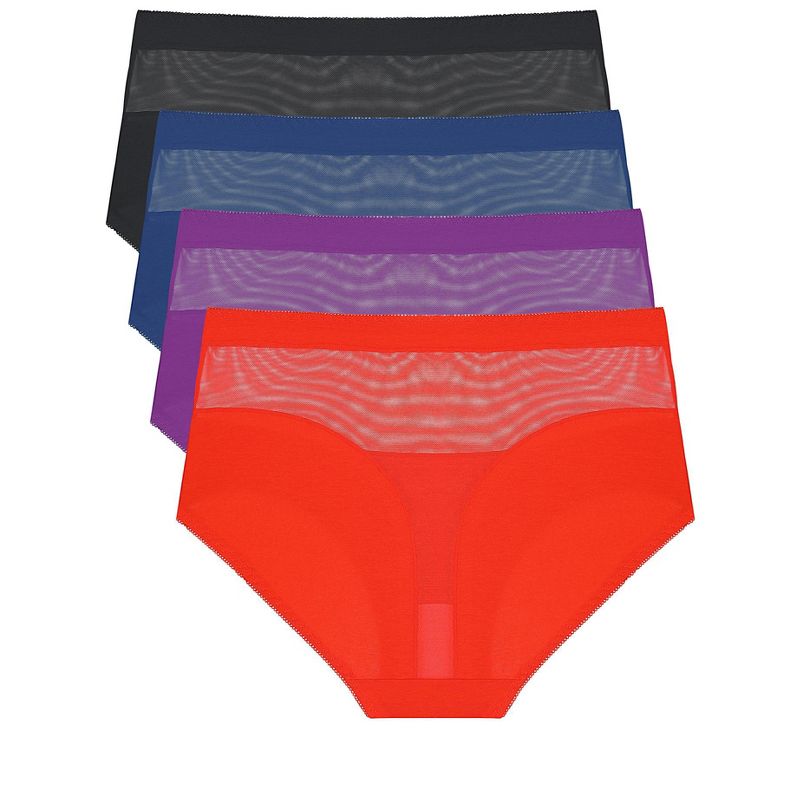 Agnes Orinda Women's 4 Pack Underwear Mid-Waist Soft Hipster Briefs Lace Panties, 2 of 4