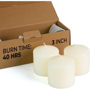 3x3 Pillar Candle Set of 3 - Dripless Pillar Candles for Home - Elegant Ivory Candles for Relaxing Atmosphere - 1 of 4
