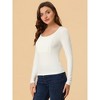 Allegra K Women's Solid Color Ruched Front Scoop Neck Long Sleeve Basic Tops - 3 of 4