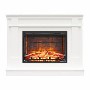 Ameriwood Home Elmcroft Mantel Electric Fireplace TV Stand for TVs up to 65", White - 1 of 4