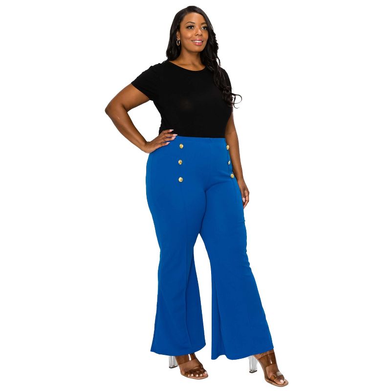 L I V D Women's High Waisted Button Detail Flare Pants, 2 of 4