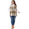 Women's Plus Size Plaid Sleeveless Notched Lapel Button Down Casual Vest with Pocket - Agnes Orinda - 3 of 4