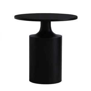 The Urban Port 20" Modern Round Iron Side Table with Pedestal Bas Matter Black - 1 of 4