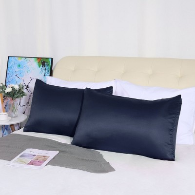 4 Pcs Standard 20"x26" Silk Satin Luxury Cooling Pillowcase Navy - PiccoCasa