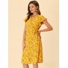 Allegra K Women's Boho Flutter Sleeve V Neck Belted A-Line Wrap Midi Floral Dress - 2 of 4
