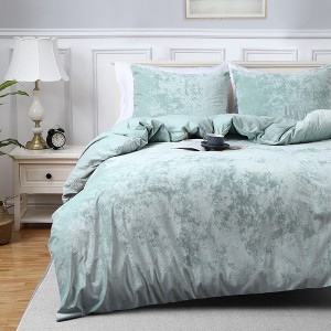 Velvet Duvet Cover Set, 3 Piece Luxury Soft Velvet Bedding Duvet Cover Set - 1 of 4