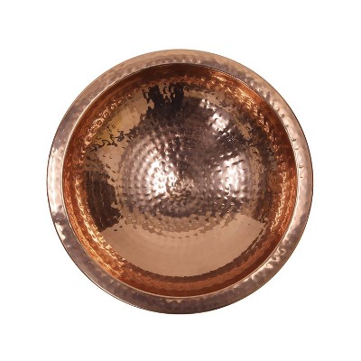 2.5" Hammered Copper Birdbath Bowl with Rim Polished Copper Plated - Achla Designs