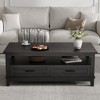 47.2" Modern Coffee Table, Farmhouse Wood Storage Table with Drawers and Open Shelf, Easy Assembly Center Table for Living Room, Balcony, Parlor - 2 of 4