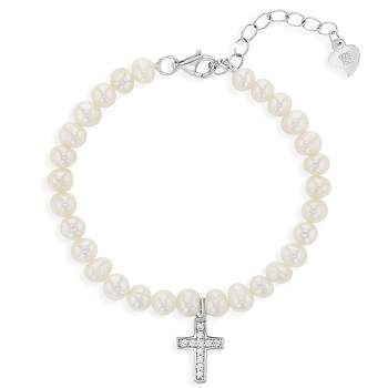 Baby Girls' Cultured Pearl with Cross Bracelet Sterling Silver - In Season Jewelry