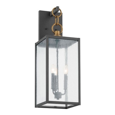 Lahden 26" 3 Light Outdoor Wall Light with Clear Seeded Glass in Textured Black