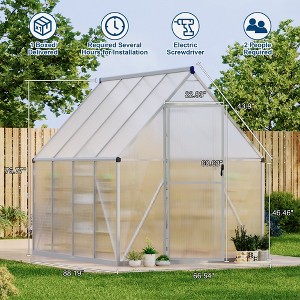 Polycarbonate Greenhouse for Outdoors, Large Walk-InGreenhouse with Quick Setup Structure and Roof Vent, Greenhouse with Ventilation - 1 of 4