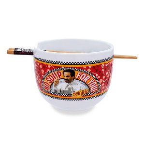 Silver Buffalo Seinfeld "No Soup For You" 20-Ounce Ramen Bowl and Chopstick Set - 1 of 4