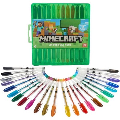 Minecraft Gel Pen Set for Kids, 24 Pack with Glitter Gel Pens, Cute Pens for Boys and Girls