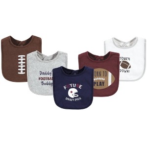 Hudson Baby Infant Boy Cotton Bibs, Brown Football, One Size - 1 of 4