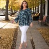 Women's Plus Size V Neck 3/4 Flared Sleeve Double Layers Mesh Blouses - Agnes Orinda - 3 of 4