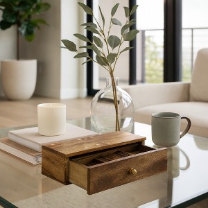 Wooden Dominoes Tabletop Classic Games for Living Room Decor - Decorative Game for Family Get Togethers, Shelf, and Office Decor Accent - 2.75", Brown - 1 of 4