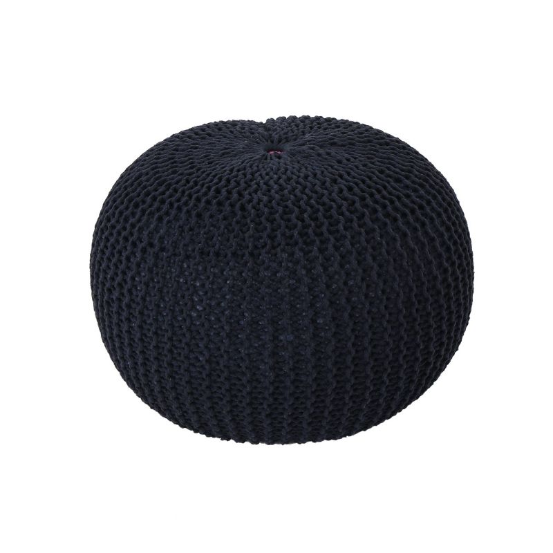 Abena Modern Knitted Cotton Round Pouf - Christopher Knight Home, 1 of 10