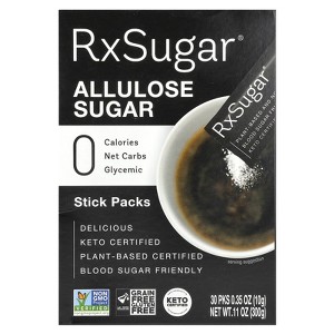 RxSugar Allulose Sugar, 30 Stick Packs, 0.35 oz (10 g) Each - 1 of 4