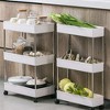 ATHOME 3-Tier Rolling Storage Cart with Open Design for Ventilated Organization, Kitchen, Garage, Dorm, and Storage Use, White - 2 of 2