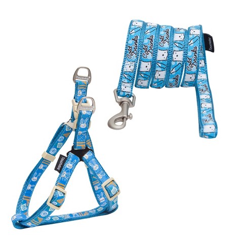 Blue Designer Style Dog Collar and Leash Set 