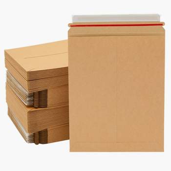 100-Pack Stay Flat Rigid Mailers 9x11.5 with Self Adhesive Seal, 450 gsm Sturdy Bulk Brown Cardboard Envelopes for Shipping Photos, Magazines, Comics