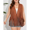 Whizmax Women's Plus Size Tassel Vest Hippie Faux Suede Rivets Sleeveless Costume Fringe Jacket - 2 of 4