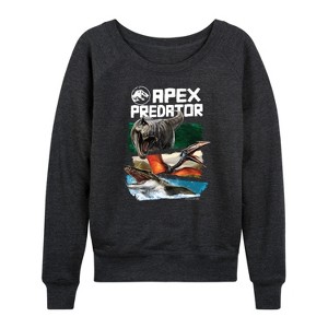 Women's - Jurassic World: Rebirth - Apex Predator Lightweight French Terry Wide Neck Long Sleeve Shirt - 1 of 4