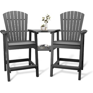 Outdoor Adirondack Barstools with Connecting Tray, Tall Chairs Bar Chairs for Deck, Balcony, Backyard, Patio Bar Stool Chair with High Back Set of 2 - 1 of 4