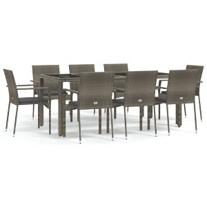 vidaXL Garden Dining Set Grey PE Rattan Large Modular - 1 of 4