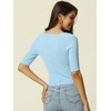 Seta T Women's Half Sleeve Square Neck Slim Fit Solid Ribbed Knit Sweaters - 4 of 4
