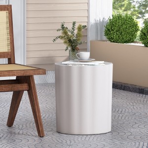Maggift Patio End Tables Accent Side End Table for Outdoor and Indoor, Garden, Backyard Use, Special Design, White, 15.5"*15.5"*18" - 1 of 4