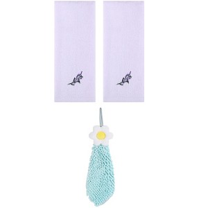 REGALWOVEN 3 Pcs Bathroom Home Decor Cotton Soft Absorbent Floral Hand Towel - 1 of 4