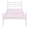 VECELO Metal Platform Bed Frame Simple Mattress Foundation with Vintage Headboard & Footboard - 2 of 4