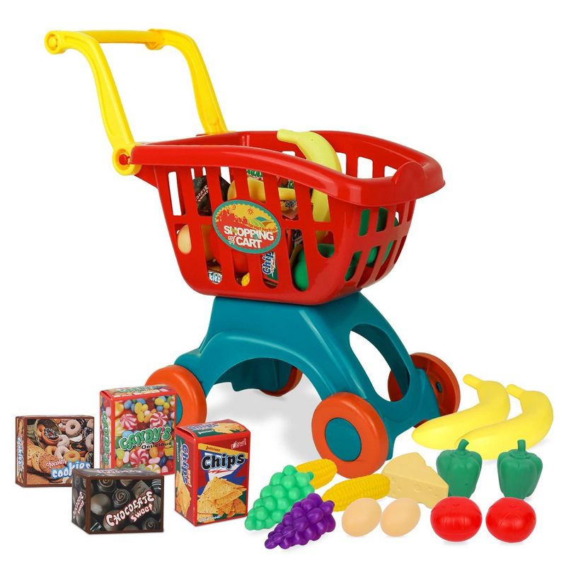 Playkidz Toy Shopping Cart Play Set, Plastic Food Toys, Interactive Play Set, Educational & Pretend Play Fun, Ages 3+ (Deluxe Shopping Cart)�, 1 of 2