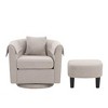 COMHOMA Swivel Accent Chair with Ottoman, Chenille Barrel Armchair Set, Removable Back Pillow & Armrest Covers - 2 of 4