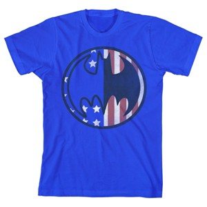 Batman Americana Logo Boy's Royal Blue T-shirt - 1 of 3