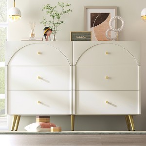 47.24"Modern metal foot six-drawer dining cabinet, combining high-quality wood and metal, simple style - 1 of 4