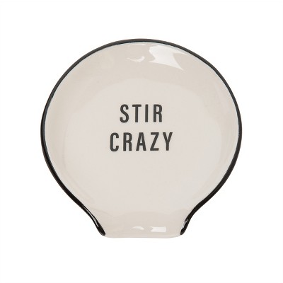 Totalee Gift Stir Crazy Spoon Rest Ceramic White